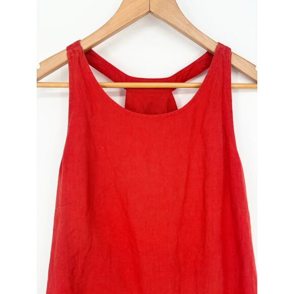 Banana Republic 100% Linen Orange High Low Sleeveless Tank Dress Size 10P - Picture 4 of 9